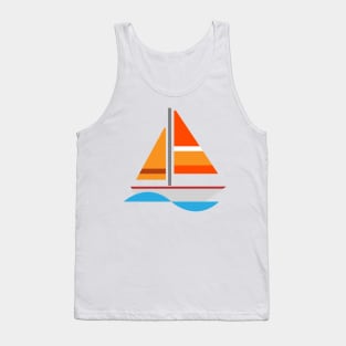 Sailing Boat Funny Nursery Cartoon Drawing Design Tank Top